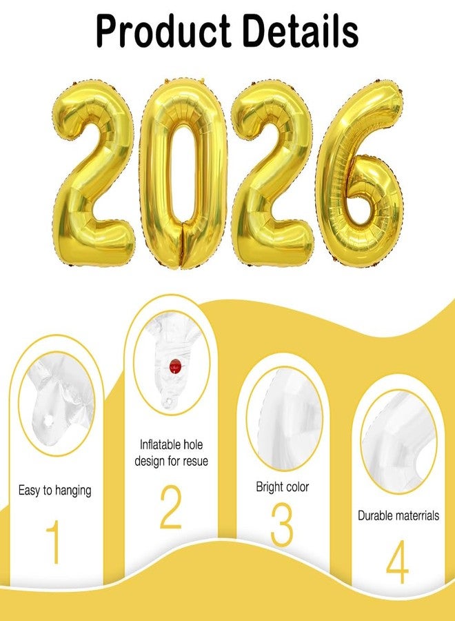 ChicQuench 2026 Balloons, 2026 Number Balloons, 2026 Gold Balloon, Foil Graduation Balloon for 2026 Graduation Decorations Class of 2026 New Year Anniversary Birthday Home Office Party Supplies Decor, 16 Inch - Image 3